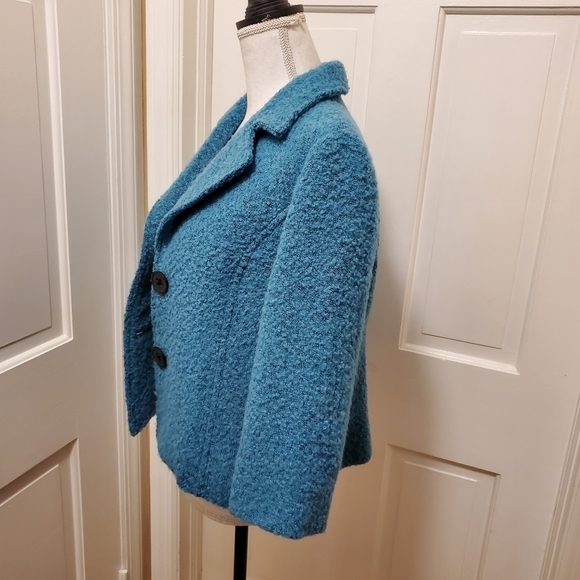 CAbi Turquoise Blue Boucle Charming Wool Blend Blazer size 8 - Picture 5 of 11